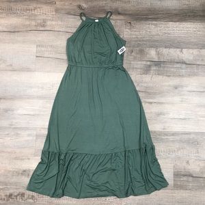 NWT Old Navy Green Ruffle Bottom Spaghetti Strap Dress